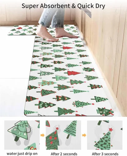 Miniatura 4 de Tapete de baño de Navidad para bañera, antideslizante, de secado rápido y absorbente, tierra de diatomeas, fregadero, dormitorio, cocina, lavable