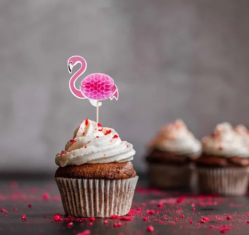 Miniatura 3 de 100 piezas de flamenco 3D para cupcakes, palillos de frutas, decoración de pasteles para Luau Hawaii, cumpleaños, boda, fiesta en la playa (flamenco)