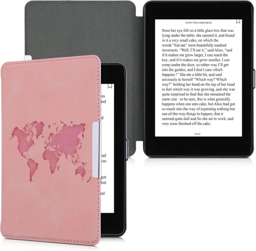 Miniatura 5 de kwmobile Funda compatible con Amazon Kindle Paperwhite (10.Gen - 2018) - Funda para lector electrónico - Esquema de viaje rosa polvoriento