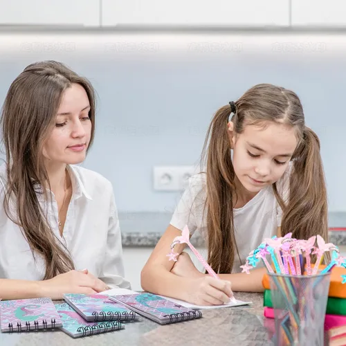Miniatura 7 de LiYiQ Juego de 148 calcomanías de papel de sirena para regalo de devolución, mini cuadernos, bolígrafos, calcomanías para suministros de cumpleaños