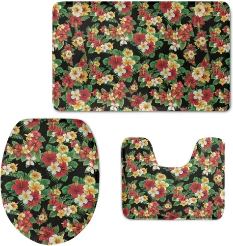 Miniatura 18 de HUGS IDEA Alfombra de baño, alfombra de baño, alfombra de baño, diseño de bandera estadounidense, mariposa, floral, juego de tapetes de baño