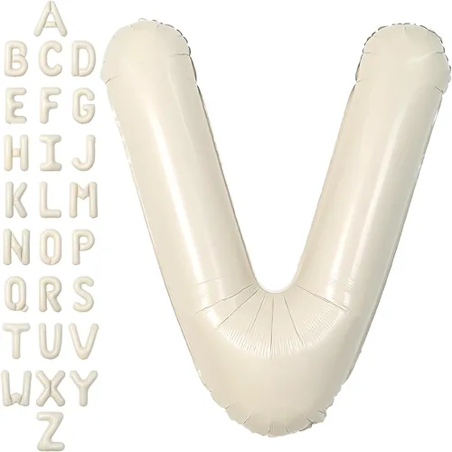 Miniatura 21 de SUWEN Globos de helio grandes de 102 cm (40 pulgadas) con letra S en color crema. Globos grandes de papel de aluminio con letra en helio, de A a Z.