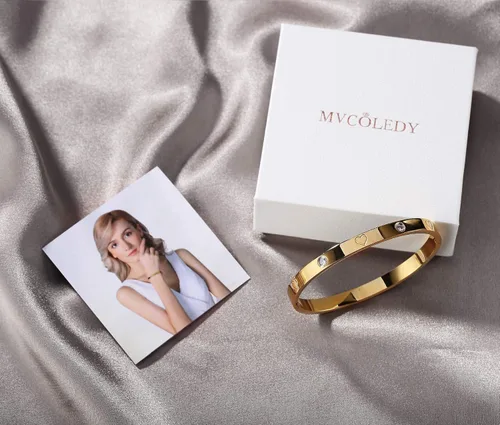 Miniatura 3 de Regalo de Navidad MVCOLEDY Jewelry - Pulsera chapada en oro o blanco con piedra de corazón de acero inoxidable con cristal para mujer