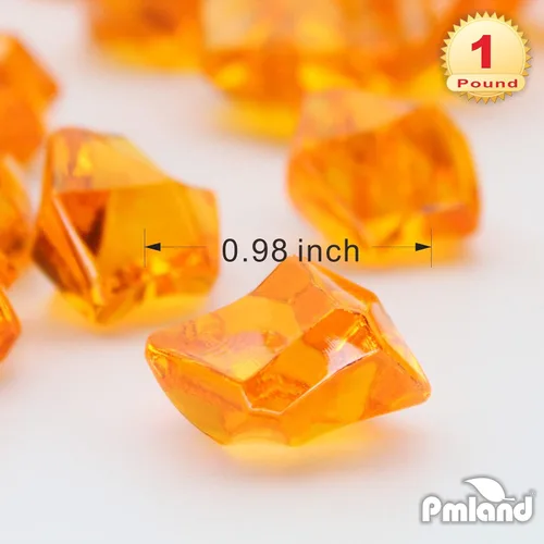 Miniatura 2 de PMLAND 180 piedras de hielo acrílicas naranjas – Gemas de hielo falsas trituradas, piedras de cristal decorativas para relleno de jarrón, mesa