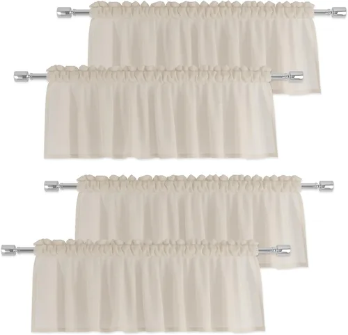 Miniatura 16 de Cenefas traslúcidas beige de 18 pulgadas, cortinas para ventana de sala de estar, dormitorio, cocina, mini paneles de cortina cortos pequeños