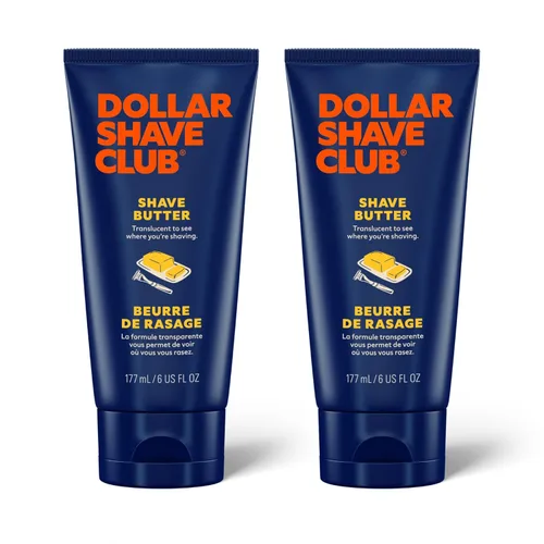 Dollar Shave Club | Shave Butter 6 onzas (paquete de 2) | Crema de afeitar translúcida para pieles sensibles