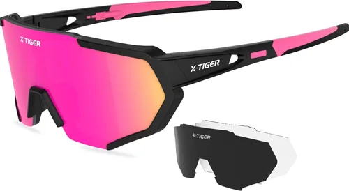 Miniatura 13 de X-TIGER Gafas de sol polarizadas para deportes con 5 lentes intercambiables, gafas de ciclismo para hombres y mujeres, para béisbol, correr, pesca