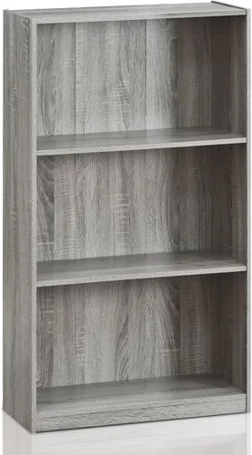 Miniatura 5 de Furinno Librero básico de almacenamiento de 3 niveles, roble francés gris