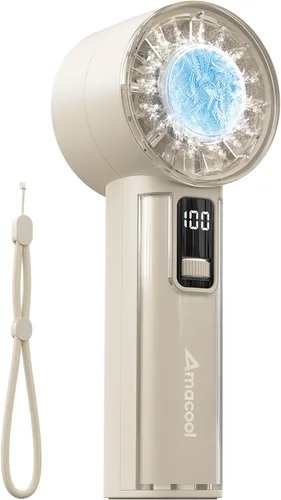Miniatura 8 de AMACOOL Mini ventilador turbo de mano, 17 horas de funcionamiento, 4 velocidades, cuerpo de metal fresco, ventilador de mano personal recargable