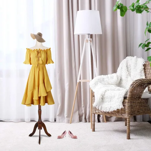 Miniatura 2 de Bonnlo Forma de vestido femenino mejorada, cuerpo torso de maniquí con soporte de madera de caucho ajustable para exhibición de vestidos y joyas