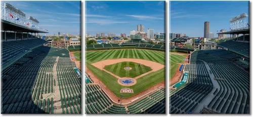 Miniatura 19 de TUMOVO American Sports - Decoración de pared Wrigley Stadium, 3 piezas, arte de pared de estadio de béisbol, cuadros para decoración del hogar