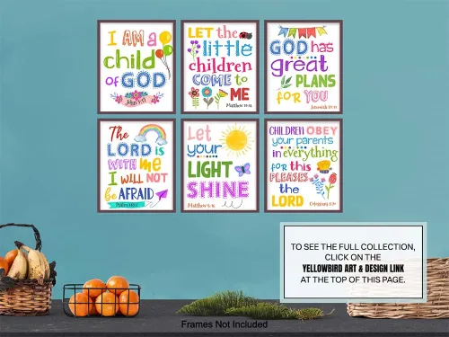 Miniatura 9 de Arte de pared con versículo bíblico, arte de pared de las Escrituras, obra de arte cristiana para niños, dormitorio de niñas, regalos religiosos