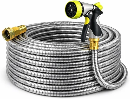 Miniatura 8 de Manguera corta de metal para jardín de 3 pies – Manguera de agua de acero inoxidable 304, extensión de manguera flexible, extensor de manguera