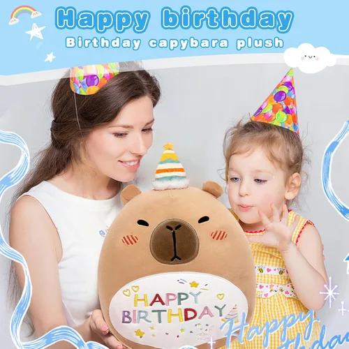 Miniatura 7 de Capybara - Almohada de peluche de cumpleaños de 14 pulgadas, bonita almohada de feliz cumpleaños Capybara, regalos para niños y niñas
