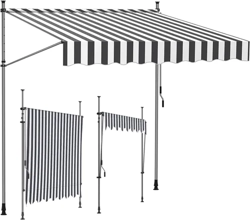 Miniatura 8 de Refugio para parasol sin perforaciones, toldo retráctil con manivela, toldo para patio, toldo impermeable para puerta, exterior para ventana
