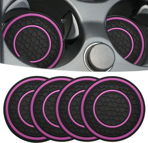Miniatura 24 de Posavasos para automóvil, universales, impermeables, antideslizantes, portavasos a prueba de filtraciones, accesorios para el interior del Negro
