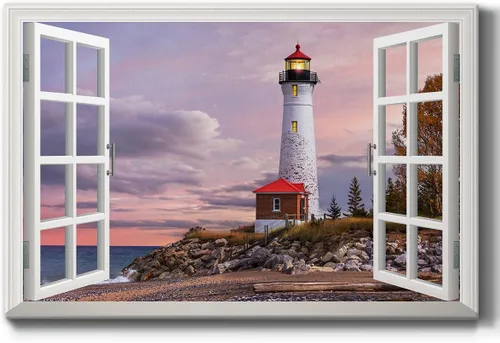 Miniatura 30 de Renditions Gallery Lienzo decorativo para pared, vista de barco viejo atracado en la playa de arena blanca, obra de arte para colgar en la pared