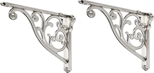 Miniatura 68 de Soportes de estante de 4 pulgadas, paquete de 4 soportes de pared de latón antiguo de alta resistencia, estantes decorativos de cocina victoriana