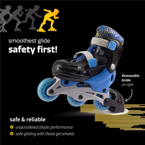 Miniatura 6 de New Bounce Patines para niños pequeños – Talla de zapato EU 28-31, US Kids Junior Size 8-11, 2 en 1 Patines para niñas, convertidos de tres ruedas a