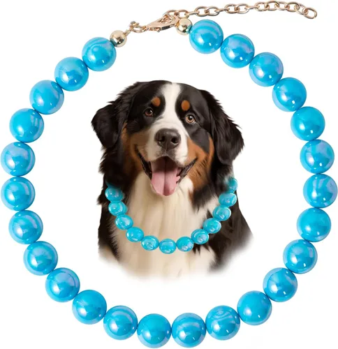 Miniatura 11 de Collar de perlas con cuentas para perro, hecho a mano, collar de perro elegante con campana, joyería para perros pequeños, cachorros (M, rosa crema)