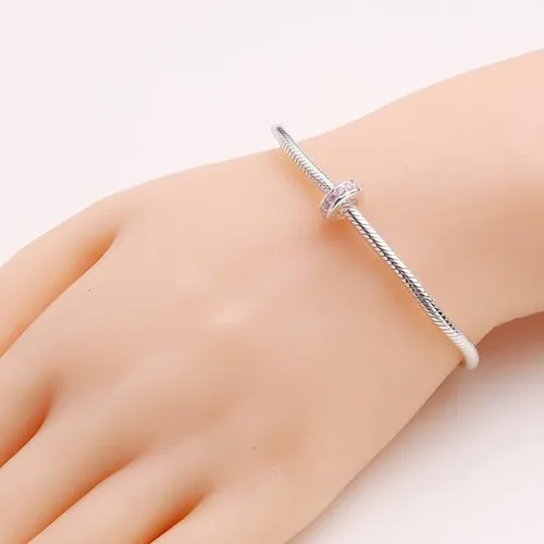Miniatura 6 de 925 plata esterlina espaciador encanto grano con CZ transparente para pulseras Pandora Charms