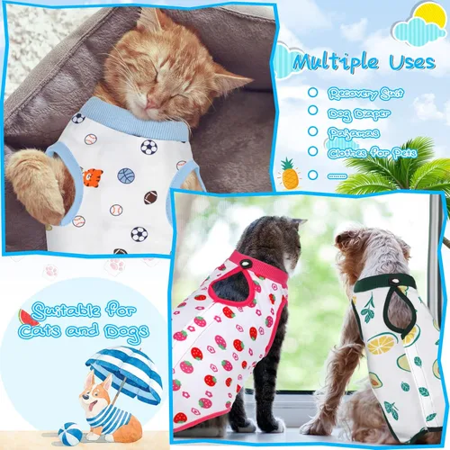 Miniatura 2 de Kacctyen Juego de 6 Trajes de Recuperación para Gatos Después de Cirugía Hembra y Macho Gatito Traje de Cirugía Alternativa al Collar E Pijama Ropa