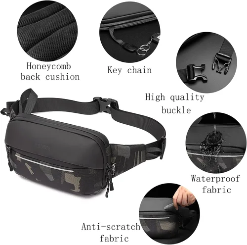 Miniatura 5 de Riñonera cruzada para mujeres y hombres con múltiples bolsillos, para viajes, caminar, correr, senderismo, ciclismo, entrenamiento, billeteras