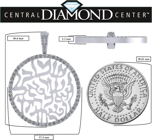 Miniatura 2 de Central Diamond Center Shema Israel - Collar con colgante de oración hebrea en plata de ley maciza