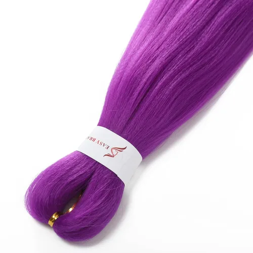 Miniatura 5 de Extensiones de cabello trenzado morado preestiradas, 20 pulgadas, 2 piezas de cabello sintético trenzado para niñas y mujeres, fiesta, disfraz