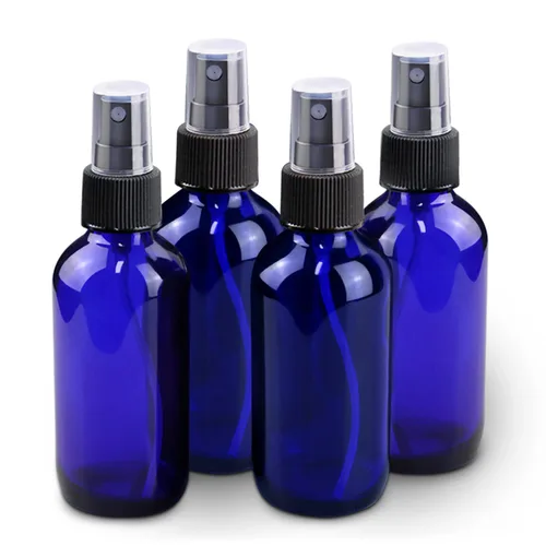 Wedama Mini botellas de vidrio con atomizador de 2 onzas, vacías con cuentagotas de embudo, niebla fina para cabello, viajes, plantas, soluciones de