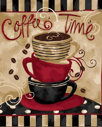 LukFun Pintura por números para adultos, kit de pintura acrílica por números, tazas de café, 16 x 20 pulgadas (tiempo de café, sin marco)