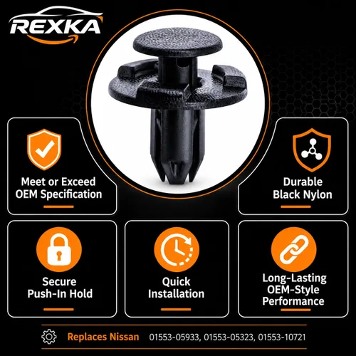 Miniatura 5 de Rexka 10 piezas Fender Liner Cowl Grille Parachoques Bajo Cubierta Clip de Empuje Tipo Retenedor Compatible con Nissan Infiniti 01553-05933