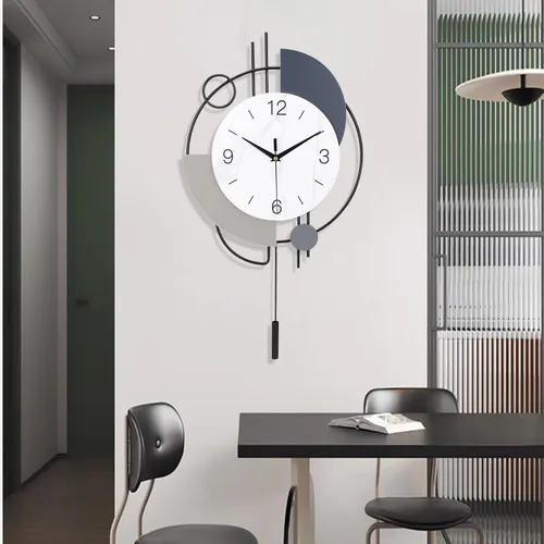 Miniatura 7 de Dankeit Relojes de pared decorativos con péndulo, cuarzo de calidad silenciosa, funciona con pilas, reloj de pared grande para sala de estar, Negro