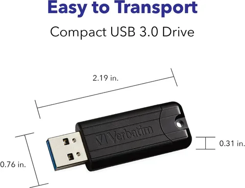 Miniatura 4 de Verbatim 128GB Pinstripe USB 3.2 Gen 1 Unidad Flash Retractable - Negra