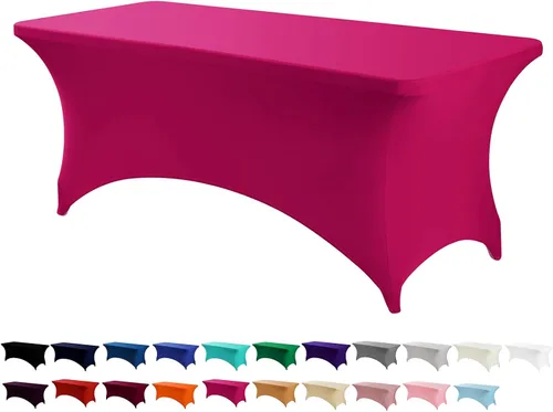 Miniatura 9 de Peomeise - Funda de mesa de elastano de 4 pies, mantel rectangular elástico de elastano (verde manzana, 4 pies)