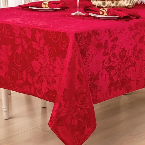 Miniatura 7 de Mebakuk Mantel de Jacquard Navideño Impermeable Elegante con Patrón Floral de Damasco, Tela de Peso Pesado Limpiable Libre de Arrugas Cubiertas