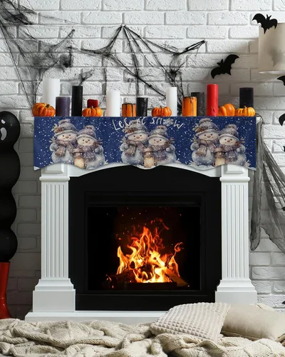 Miniatura 3 de Funda para bufanda de chimenea de muñeco de nieve de invierno, para Navidad, Halloween, Acción de Gracias, otoño, decoración de interiores, Navidad