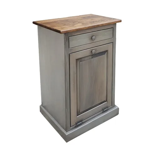 Peaceful Classics Mueble oculto para basura - Decorativo para baño, oficina y dormitorio - Cubo de basura rebatible de madera (Pewter)