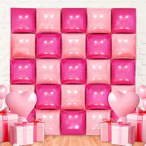 Miniatura 8 de MEMOVAN Globos cuadrados de papel de aluminio negro y dorado, telón de fondo de pared de doble cara, globos metálicos negros y dorados, guirnalda