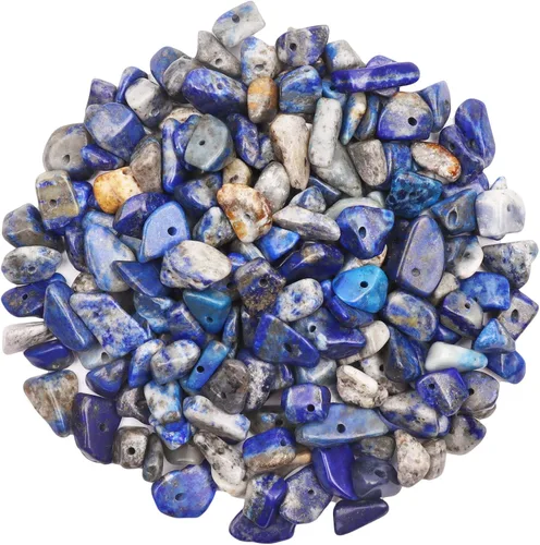 Miniatura 13 de 500 piezas Cuentas de piedra de chip natural, Alabastro 5-8 mm Piedras preciosas irregulares curativas de cristal sueltas con agujero perforado