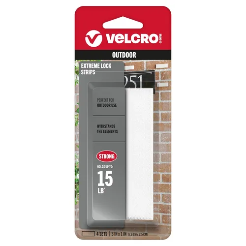 Tiras de montaje para etiquetas de peaje VELCRO Brand con adhesivo | Sujetadores reutilizables de cierre rápido | 4 juegos, cinta resistente de 3 x