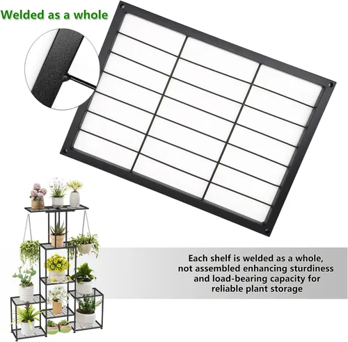 Miniatura 7 de Soporte para Plantas de Interior y Exterior, Estante Colgante Alto de Metal de 6 Niveles para Varias Plantas de Flores, Soporte Grande y Resistente