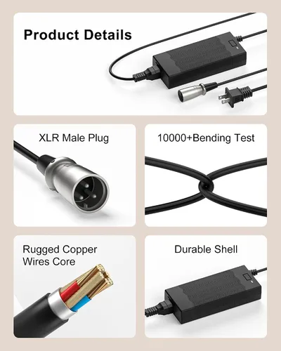 Miniatura 7 de Cargador de batería con conector XLR macho de 3 pines de 24 V 5 A, compatible con silla eléctrica Jazzy, scooter de movilidad del orgullo