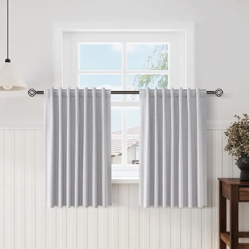 Miniatura 59 de Cortinas de lino 100% opacas para dormitorio, 102 pulgadas de largo, con pestaña trasera, bolsillo para barra, paneles acústicos con aislamiento