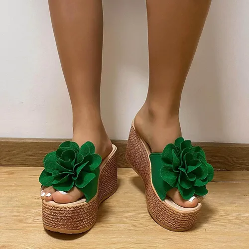 Miniatura 3 de Pantuflas para mujer, para interiores y exteriores, para mujer, con puntera abierta, para mujer, zapatos de casa, pantuflas de viaje (verde, 6.5-7)