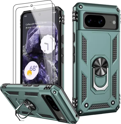 Miniatura 49 de LUMARKE Funda para Google Pixel 5 con protector de pantalla, pasa 16 pies, probada en caídas, grado militar, con soporte de anillo magnético, Rojo