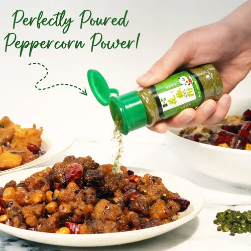 Miniatura 3 de Polvo de maíz rojo Sichuan de alta calidad + pimienta verde, 1.08 onzas cada uno, una especia adormecedora, pimientos szechuan rojos y verdes