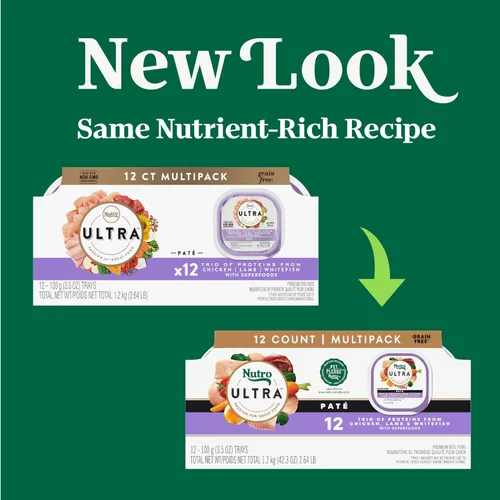 Miniatura 3 de Nutro Ultra Dog Food, alimento húmedo para perros, trío de proteínas en paté: pollo, cordero, pescado blanco, bandejas de 3.5 onzas