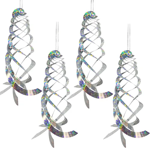 Sfcddtlg 4 reflectores en espiral repelentes de pájaros, 15.8 pulgadas, dispositivo de disuasión de pájaros reflectantes para colgar pájaros,