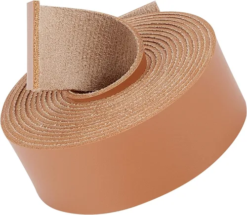 Miniatura 11 de GORGECRAFT Tira de correa de cuero de 1 pulgada de ancho 6.6 ft de largo de grano de cuero negro, cordón plano de una sola cara para manualidades